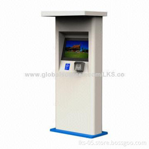 Free Standing Kiosk with 21.5-inch Touch Screen and Interphone for Communicating